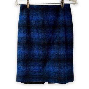 Loft Blue Black Buffalo Plaid Mini Skirt Women’s Size 0 Academia Western Fall